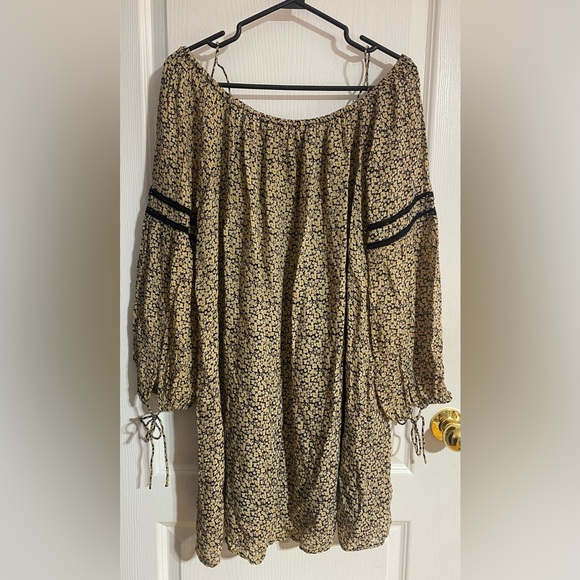 Zara Off Cold Shoulder Mini Floral Boho Long Sleeve Flowy Dress Size Large - Picture 9 of 13